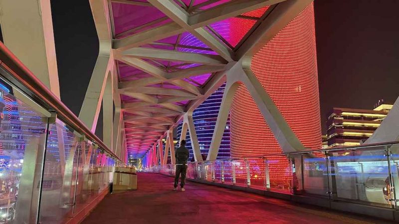 Shanghai Walking Bridge With Neonlights