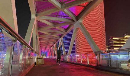 Shanghai Walking Bridge With Neonlights