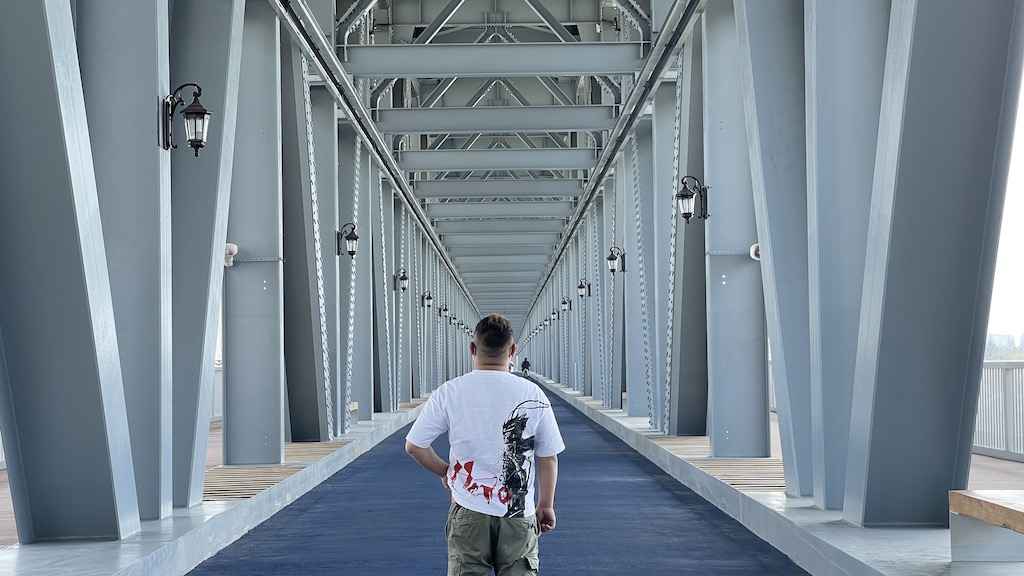 Steel Framed Walking Bridge - Great Depth of Field Location in Shanghai